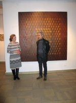 Wernisa wystawy ''Geometria Przestrzeni'' - 22 XI 2013 r. - Dyrektor BWA Katarzyna Pisarczyk i Autor wystawy Mariusz Drzewiski