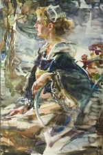 Portret modej Bretonki, akwarela, 82 x 55 cm, 1998 r.