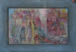 Kazimiera Myk-Magdziak, Domy i ludzie, olej, pyta, 34 x 54 cm (bez ramy)